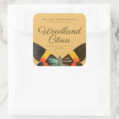 Candle Orange Vintag Butterfly Produktverpackung Quadratischer Aufkleber (Tasche)