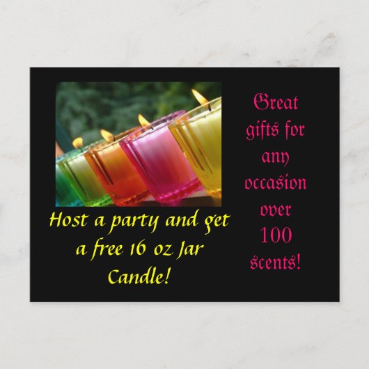 Candle Party Hostess Card Einladungspostkarte (Vorderseite)