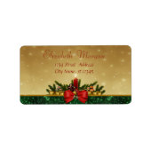 Candle, Pine Tree, Red Bow Holiday Adressaufkleber (Vorne)