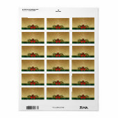 Candle, Pine Tree, Red Bow Holiday Adressaufkleber (Vorne)