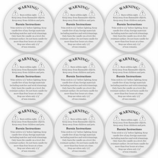 Candle-Produkt Vinyl-Transparentes Warnschild Aufkleber (Vorderseite)