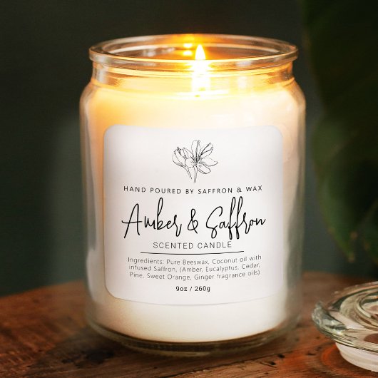 Candle saffron and amber simple ingredient quadratischer aufkleber
