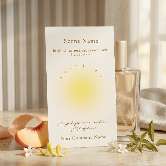 Candle Scent Sample Fragrance Yellow Tester Card Visitenkarte