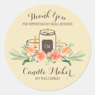 Candle Soy Wax Handwerkskunst Vielen Dank Runder Aufkleber