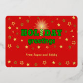 Candle stars Rote Feiertage Grüße Foil Card (Vorderseite)