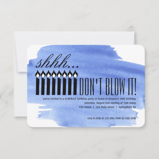 Candle Überraschung Shh... BLEIBT ES NICHT!Geburts Einladung (Vorderseite)