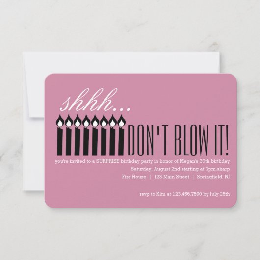 Candle Überraschung Shhh... BLOW ES NICHT! Einladung (Vorderseite)
