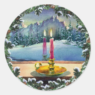 CANDLE & WREATH von SHARON SHARPE Runder Aufkleber