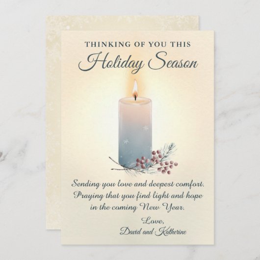 Candlelight Christmas Sympathy Condolence Card Feiertagskarte (Vorne/Hinten)