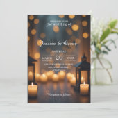 Candlelight Glow Moody Bokeh & Lantern Wedding Einladung (Stehend Vorderseite)