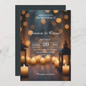 Candlelight Glow Moody Bokeh & Lantern Wedding Einladung (Vorne/Hinten)