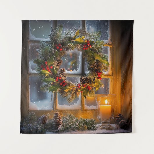 Candlelight Kranz Tapestry Wandteppich (Vorderseite)