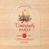 Candlelight mit Red Bow Weihnachtsfest Party Einla Acryleinladungen (Vorderseite)