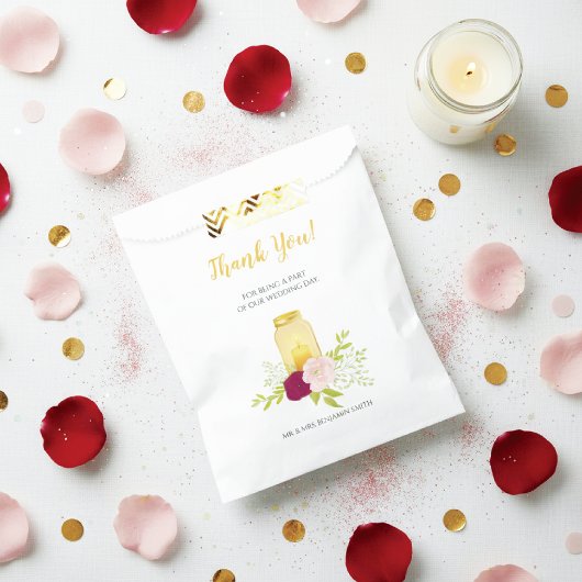 Candlelight Pink Roses Wedding Vielen Dank Geschenktütchen