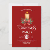 Candlelight Red Bow auf Red Christmas Party Einlad Einladung (Vorderseite)