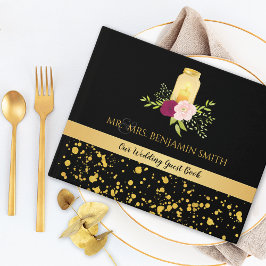 Candlelight Rose Mason Jar Sparkle Wedding Gästebuch