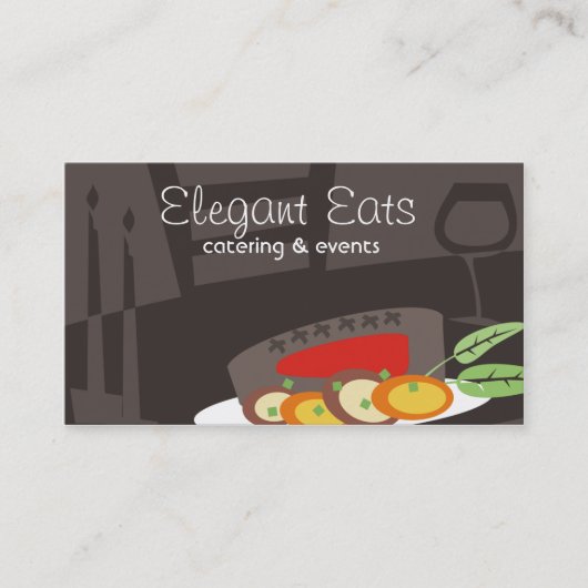 Candlelight steak dinner chef catering biz cards visitenkarte (Vorderseite)