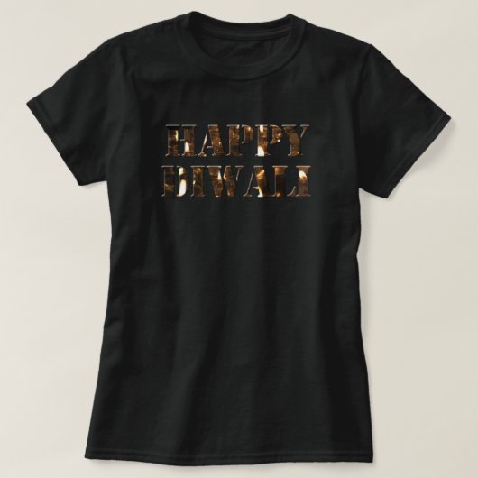 Candlelight Typografie Happy Diwali T - Shirt (Design vorne)