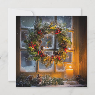 Candlelight Wreath Christmas Grußkarte