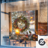 Candlelight-Wreath-Fensterheber Fensteraufkleber (Café-Fenster)