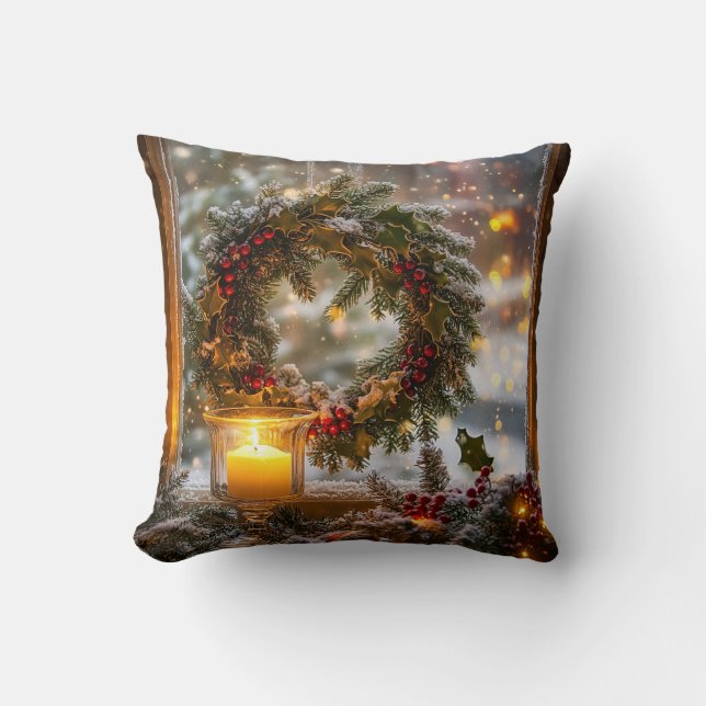 Candlelight Wreath Throw Kissen (Vorderseite)