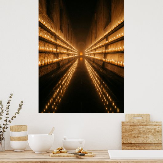 Candlelit Corridor Endless Light Path Poster (Küche)