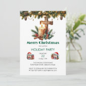 Candlelit Cross mit Cinnamon und Berry Weihnachten Einladung (Stehend Vorderseite)