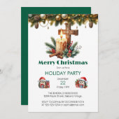 Candlelit Cross mit Cinnamon und Berry Weihnachten Einladung (Vorne/Hinten)