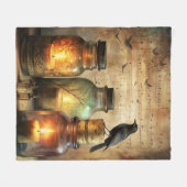 Candlelit Crow mit antiken Flaschen & Noten Fleecedecke (Vorderseite (Horizontal))