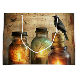 Candlelit Crow mit antiken Flaschen & Noten Große Geschenktüte