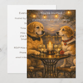Candlelit Dogs – Warm Painterly Party Invitation Einladung