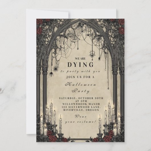 Candlelit Gothic Night Halloween Einladung (Vorderseite)