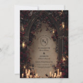 Candlelit Gothic Romance Wedding Einladung (Vorderseite)