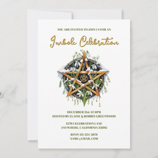 Candlemas Snowropp Pentagramm Einladung (Vorderseite)