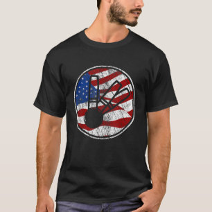 Candlepin Bowling American Flag Vintag Candlepin T-Shirt