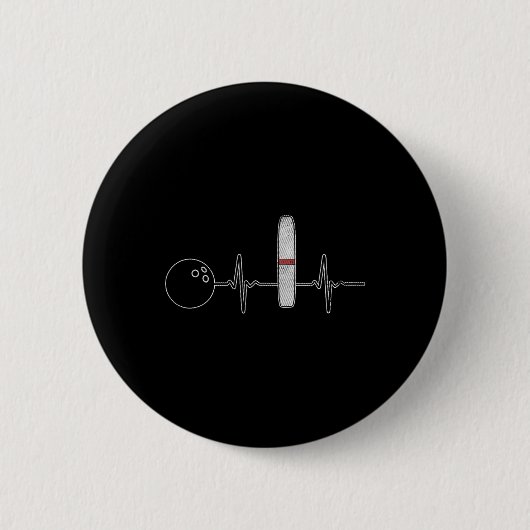 Candlepin Bowling Funny Heartbeat Bowler Button (Vorderseite)
