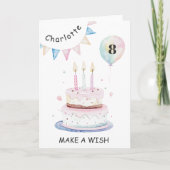 Candles and Cake Make a Wish Rainbow Birthday Karte (Vorderseite)