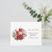 Candles and Floral Bouquet Christmas Save the Date Einladungspostkarte (Stehend Vorderseite)