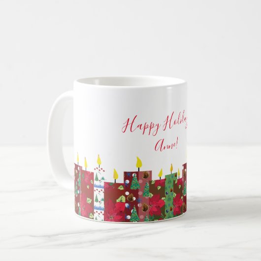 Candles Art< Happy Holidays Time Kaffeetasse (Vorderseite Links)