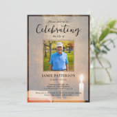 Candles Bible Feier des Lebens Foto Beerdigung Einladung (Stehend Vorderseite)