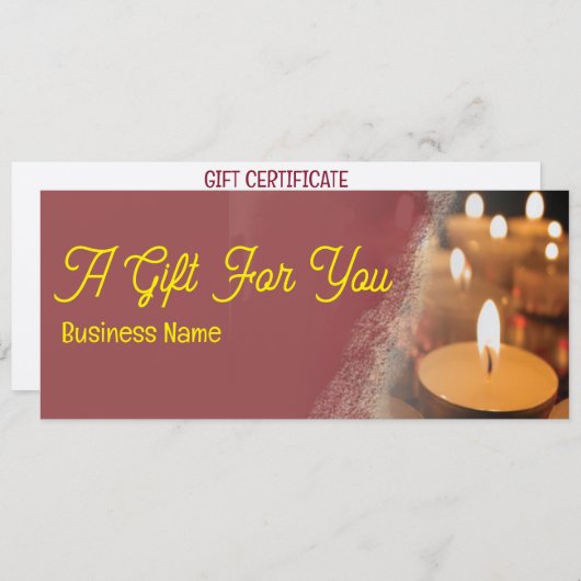 Candles Custom Business Name Gift Certificate Card (Vorne/Hinten)