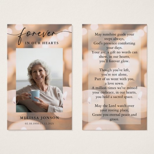 Candles für immer in unserer Herzprägekarte (Vorne & Hinten)