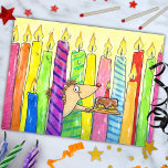 Candles Happy Birthday postcard by N. Janes Postkarte<br><div class="desc">Send someone this cute hedgehog card to wish them a Happy Birthday.</div>