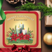 Candles Poinsettia Weihnachten Quadratischer Aufkleber