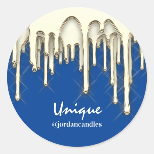 Candles Small BusIness Name Imitate Gold Blue Runder Aufkleber (Vorderseite)