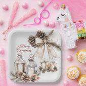 Candles Snow Pine Cones Weihnachten Pappteller (Party)