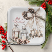 Candles Snow Pine Cones Weihnachten Pappteller