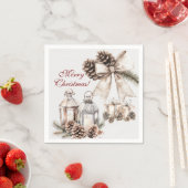 Candles Snow Pine Cones Weihnachten Serviette (Beispiel)