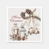 Candles Snow Pine Cones Weihnachten Serviette (Vorderseite)