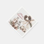 Candles Snow Pine Cones Weihnachten Serviette (Ecke)